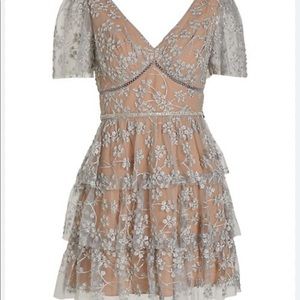 Self portrait tiered chiffon blue mini dress